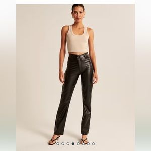 A&F Criss-Cross Waistband Vegan Leather 90s Straight Pant